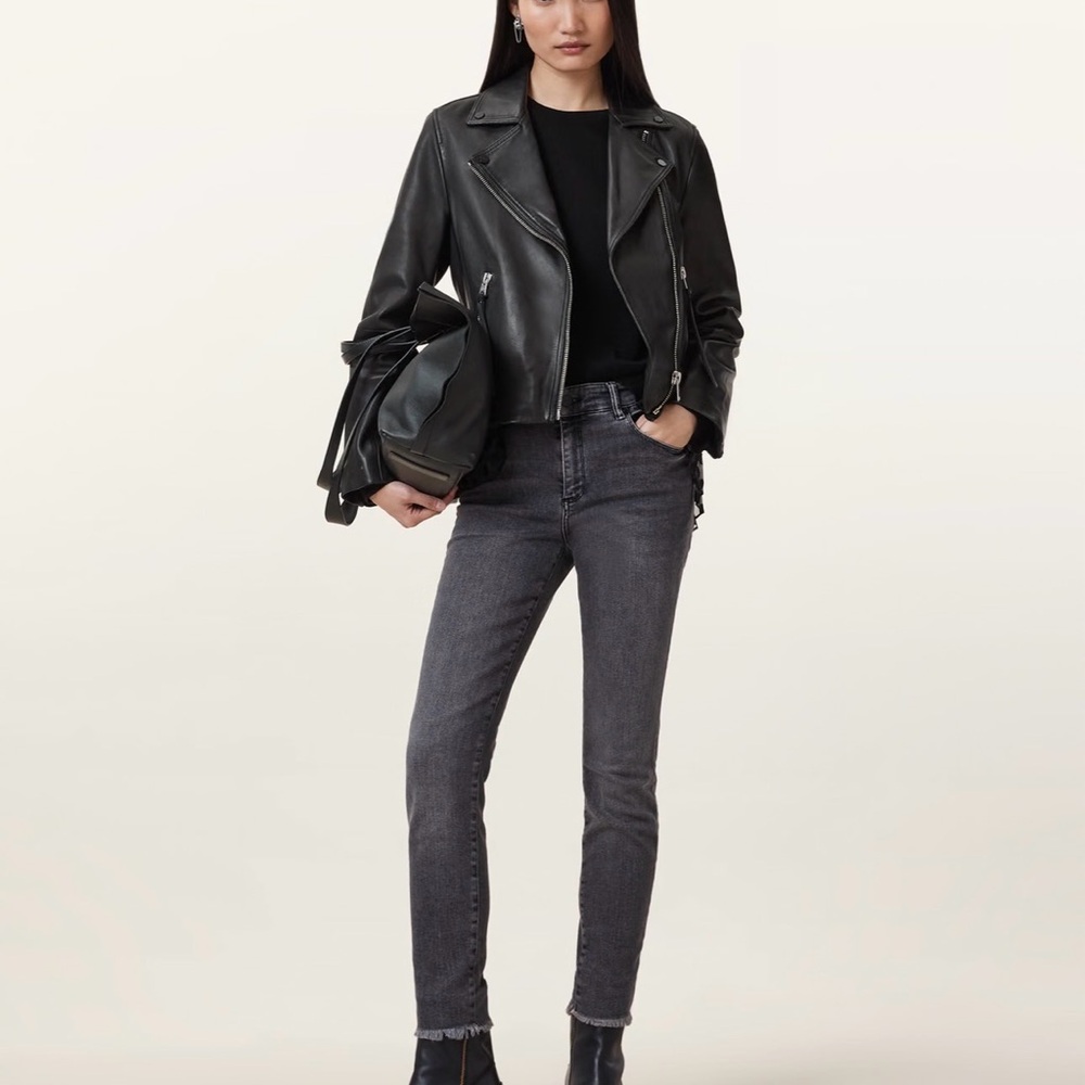 AllSaints Dalby Biker Leather Jacket – Size US 4 – Like New - Picture 3 of 5